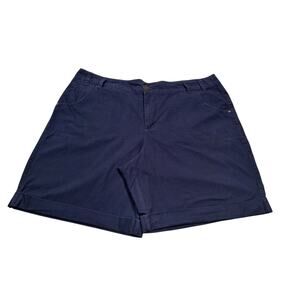 Khaki Women's 18 Shorts Navy Blue 7" Inseam Pockets 100% Cotton